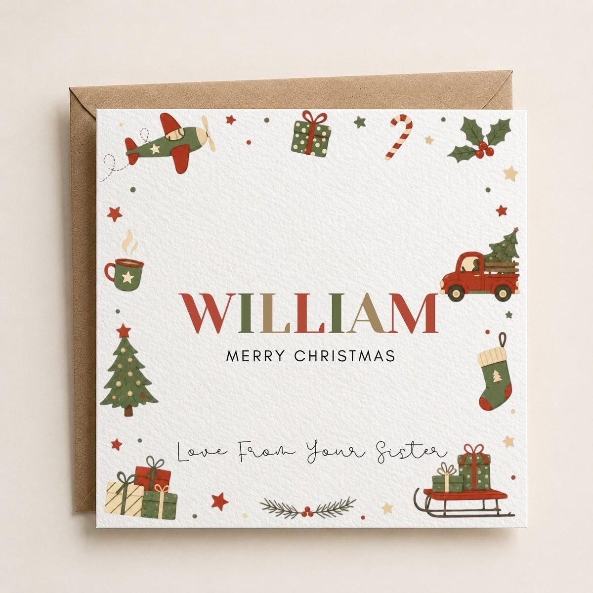 Personalised Christmas Card | For Children | Completely Customisable | Festive Children's Greetings Card