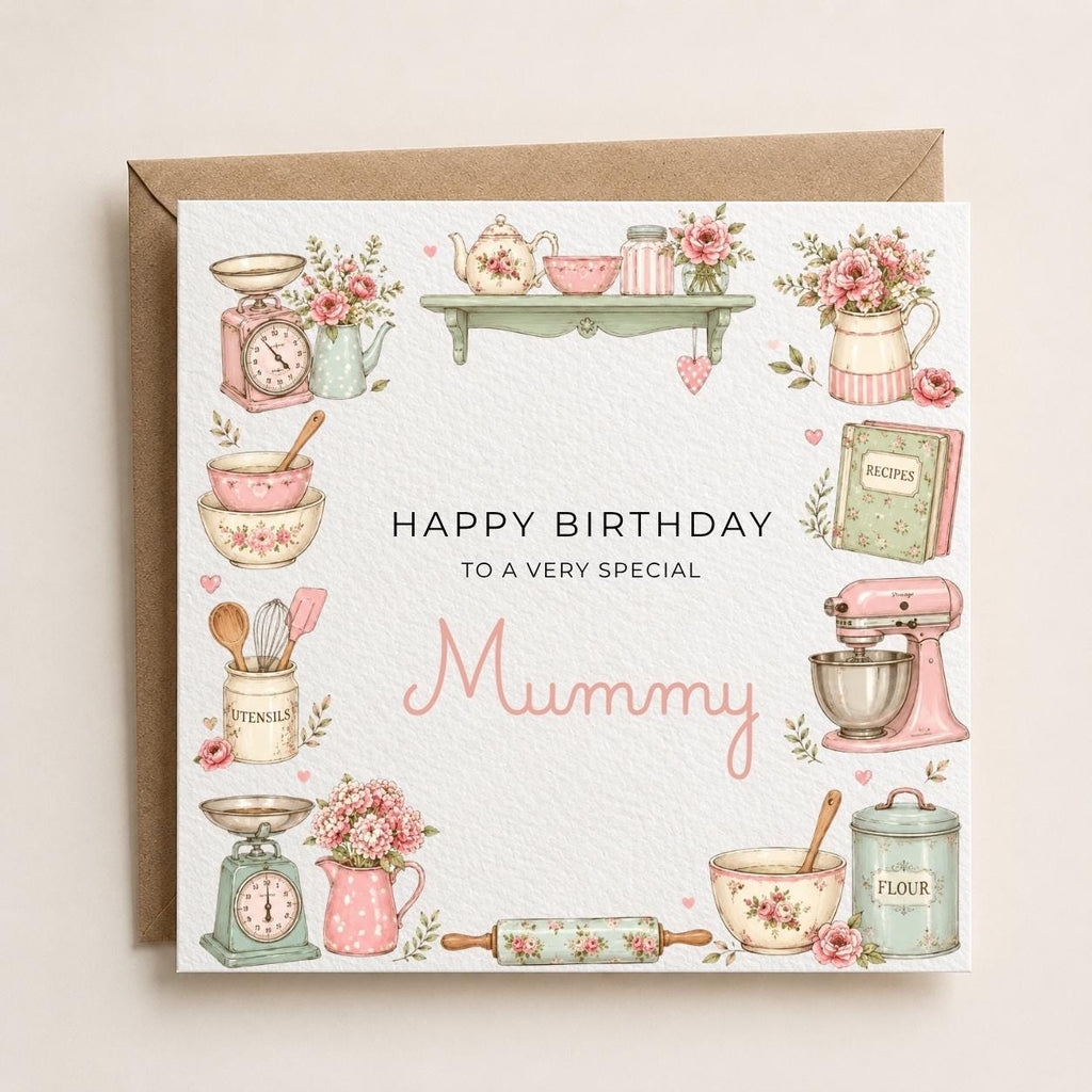 Personalised Baking Theme Birthday Card for Wife, Mum, Grandma, Daughter, Auntie, Sister etc