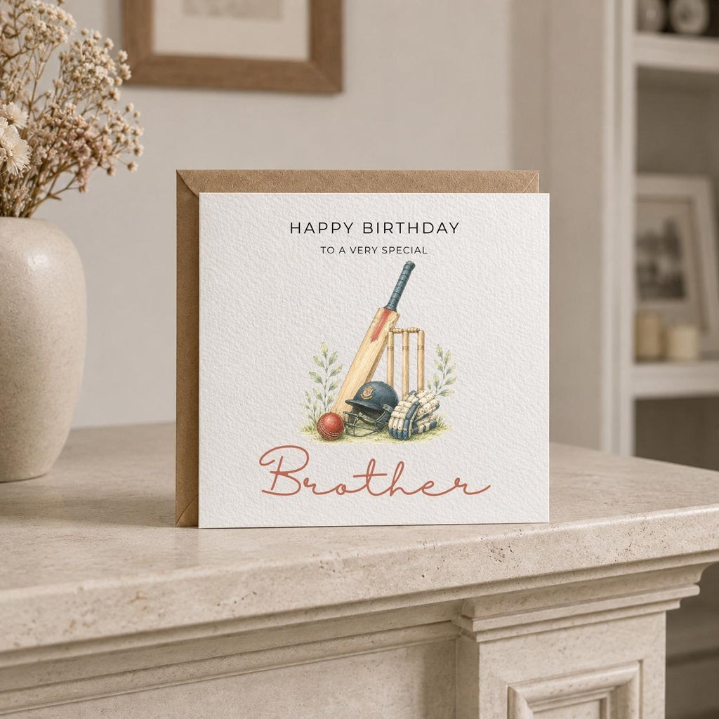 Personalised Cricket Theme Birthday Card for Husband, Dad, Grandad, Son,  Uncle, Brother etc