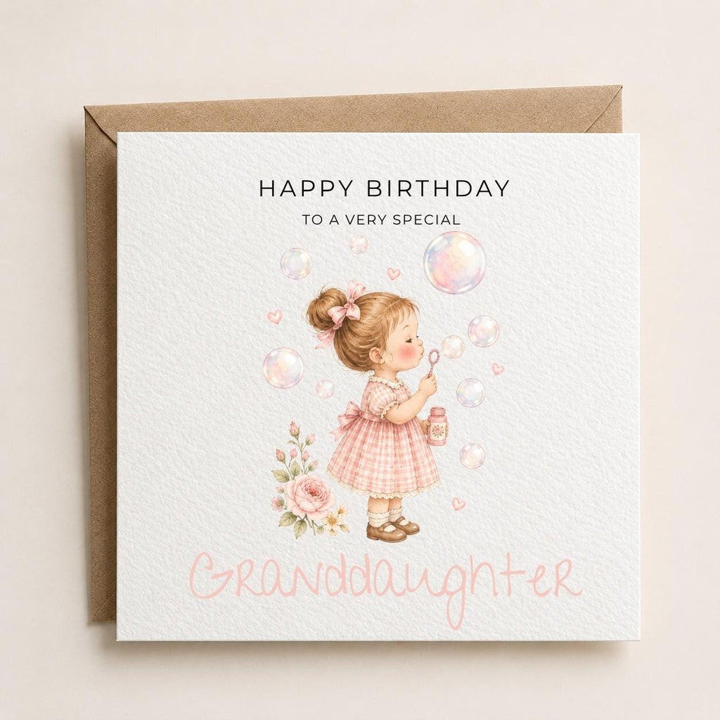 Personalised Bubbles Theme Birthday Card for Daughter, Granddaughter, Sister etc